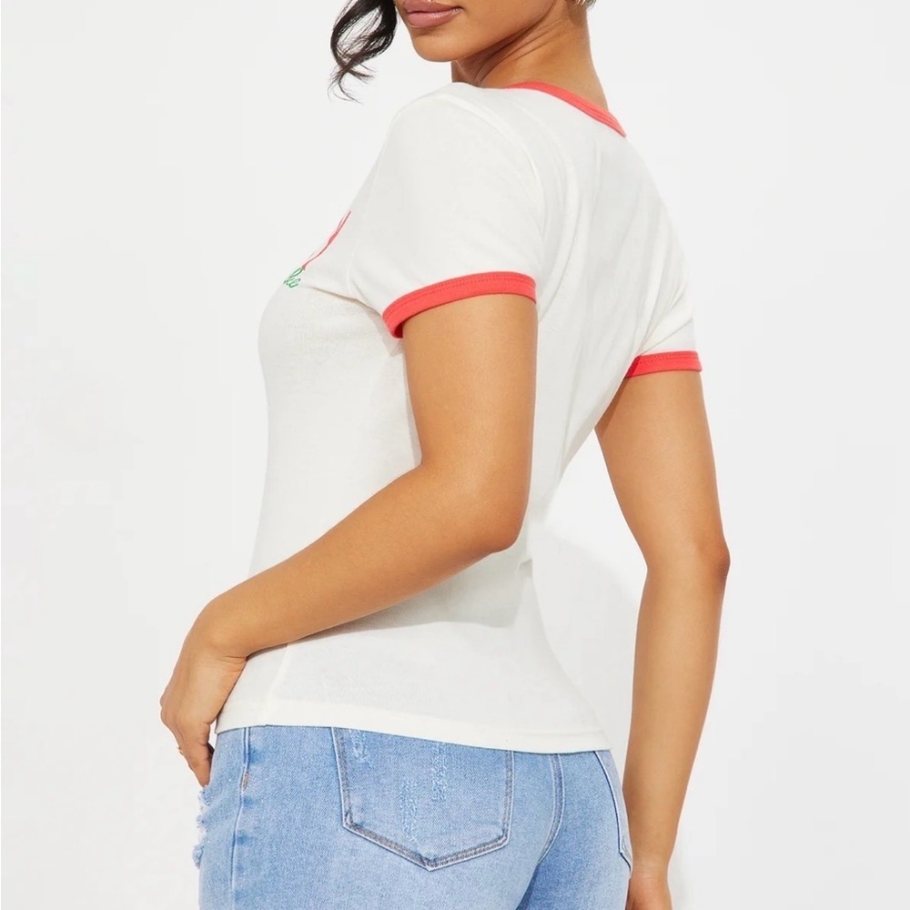 Women’s Fashion Nova Strawberry Shortcake Ringer Short Sleeve Graphic Shirt XS - Picture 2 of 16